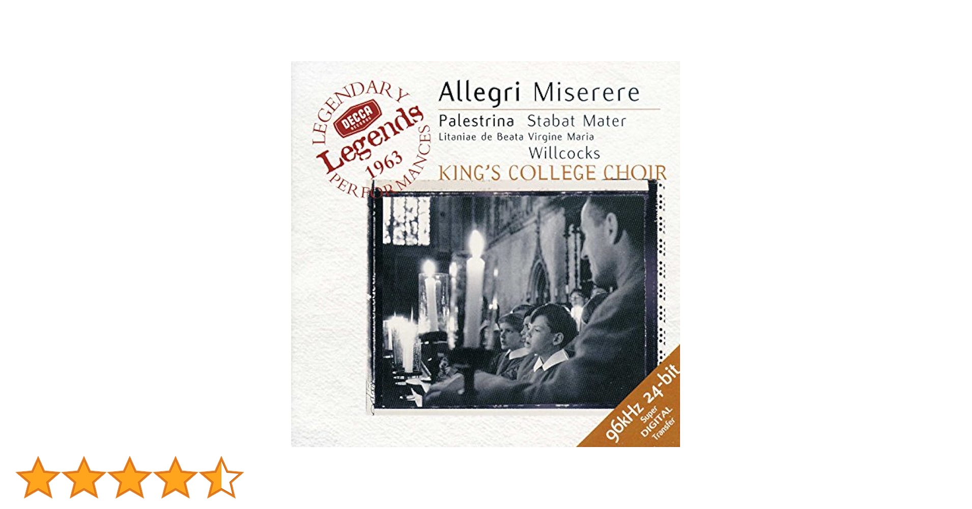 Allegri : Miserere - Palestrina : Stabat Mater: Gregorio